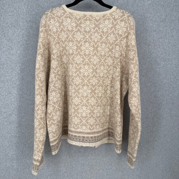 Coldwater Creek Snowflake Full Zip Cardigan Sweater Size XL Tan Wool Knit NEW - Picture 4 of 13